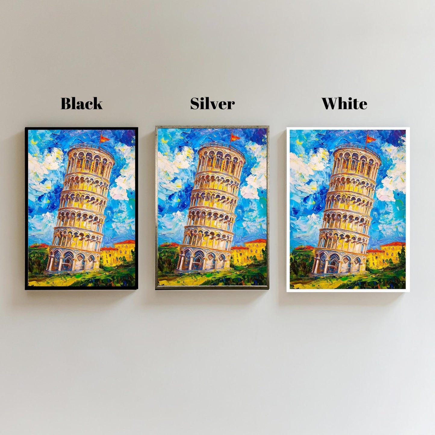 Leaning Tower of Pisa Canvas Wall Art | Vibrant Textured Painting | Bold Italian Landmark Design | Ready to Hang | İtalian Canvas Art