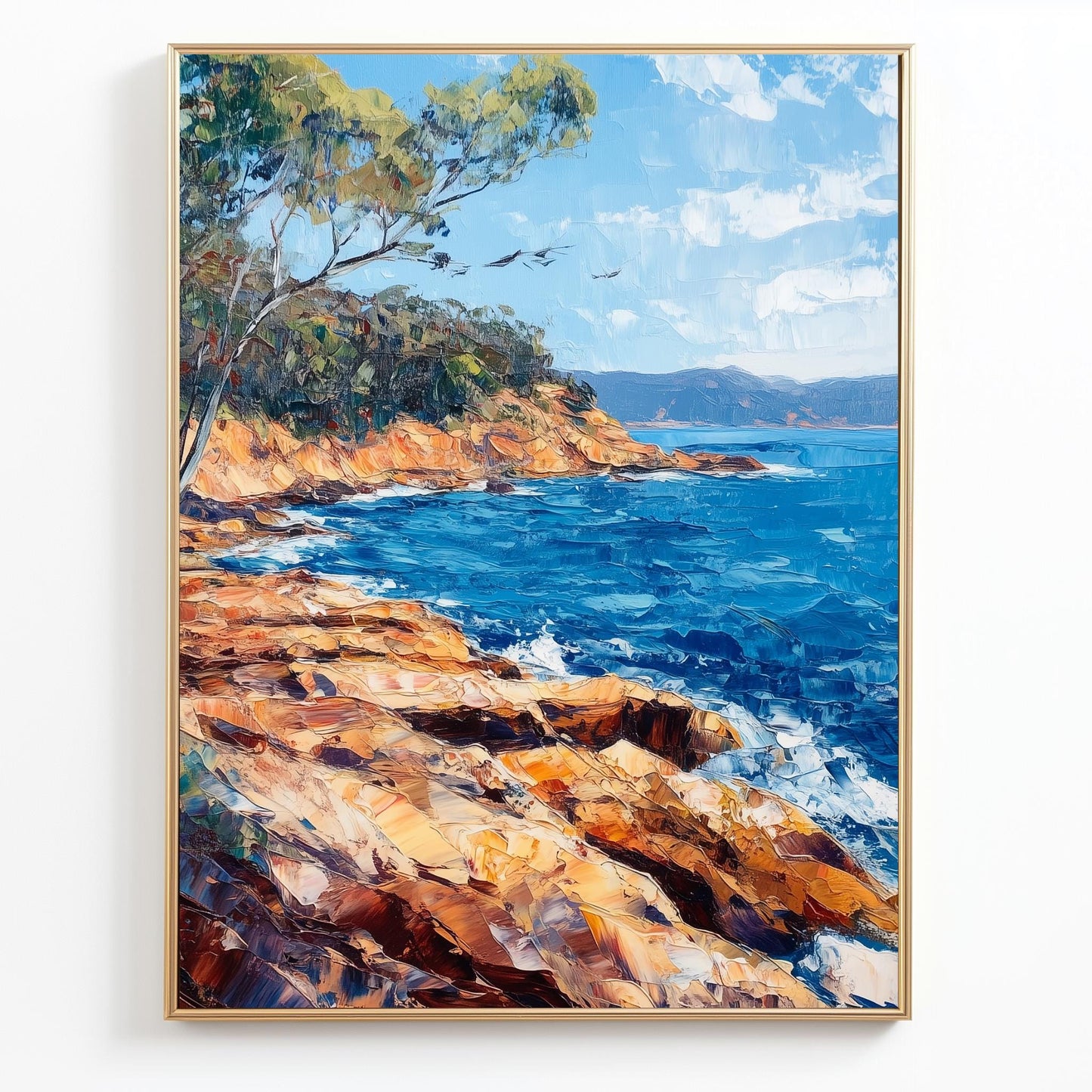 Rocky Seaside Canvas Print - Vibrant Ocean and Cliffs Landscape Art, Coastal Home Decor, Blue Sea Wall Art