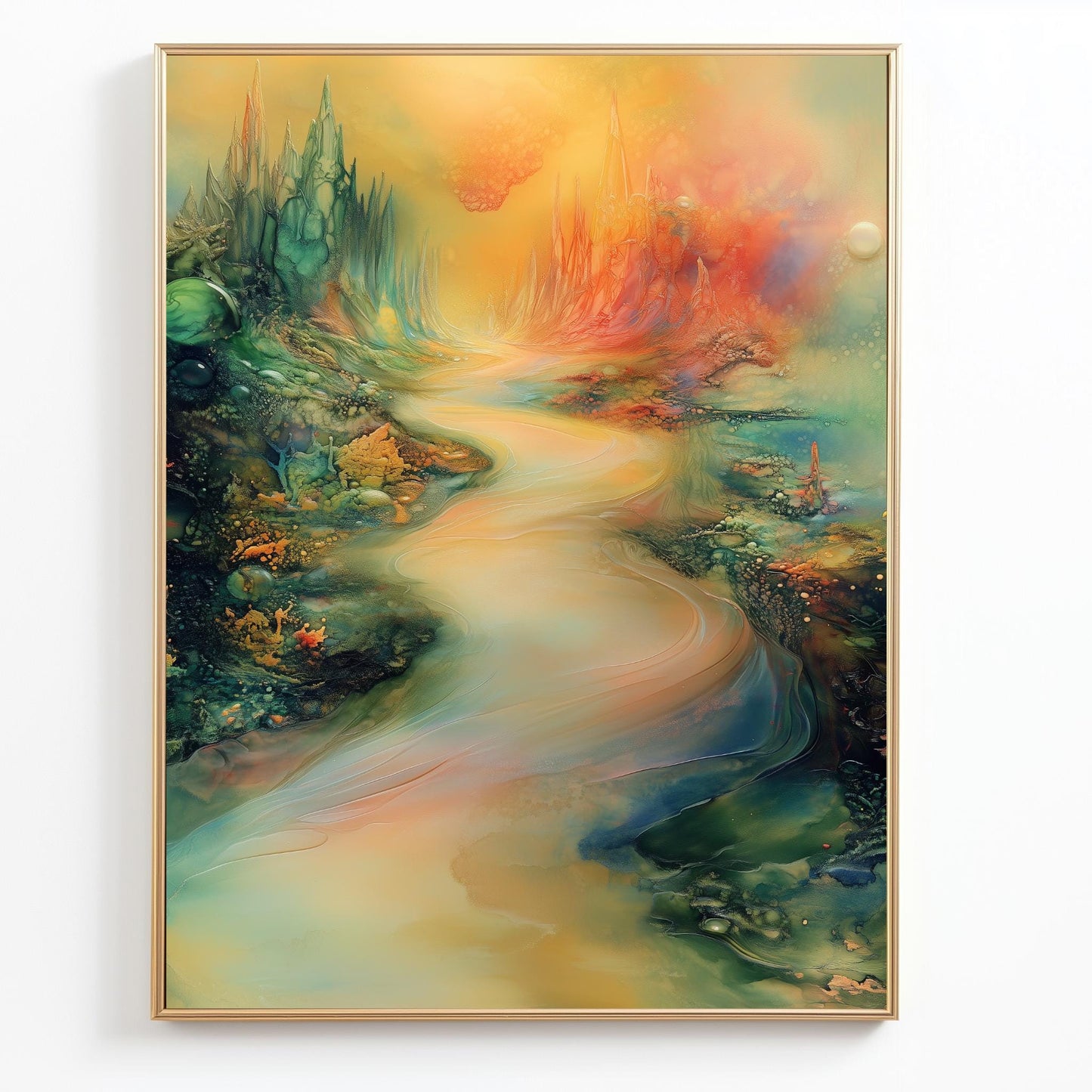 Surreal Fantasy Landscape Canvas - Vibrant Abstract Scenery Art, Dreamlike Home Decor for Unique Spaces