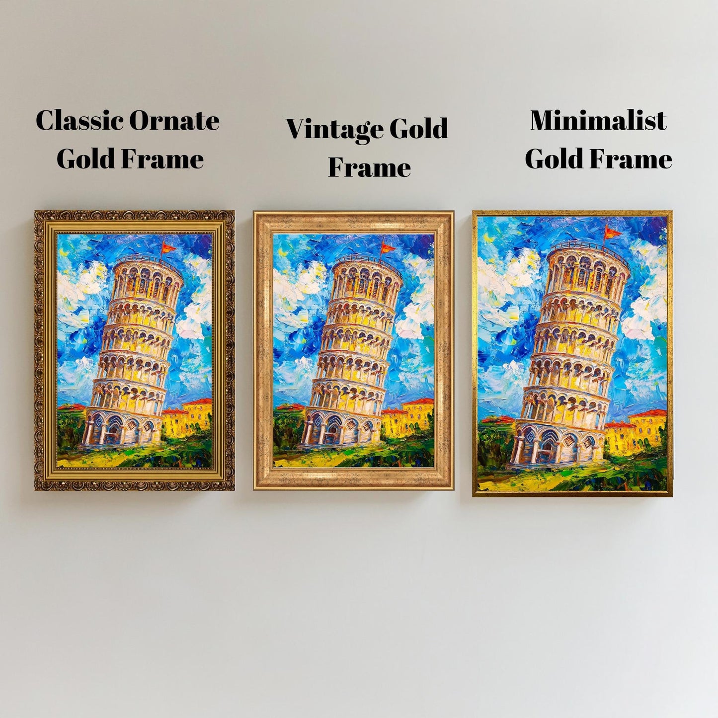 Leaning Tower of Pisa Canvas Wall Art | Vibrant Textured Painting | Bold Italian Landmark Design | Ready to Hang | İtalian Canvas Art