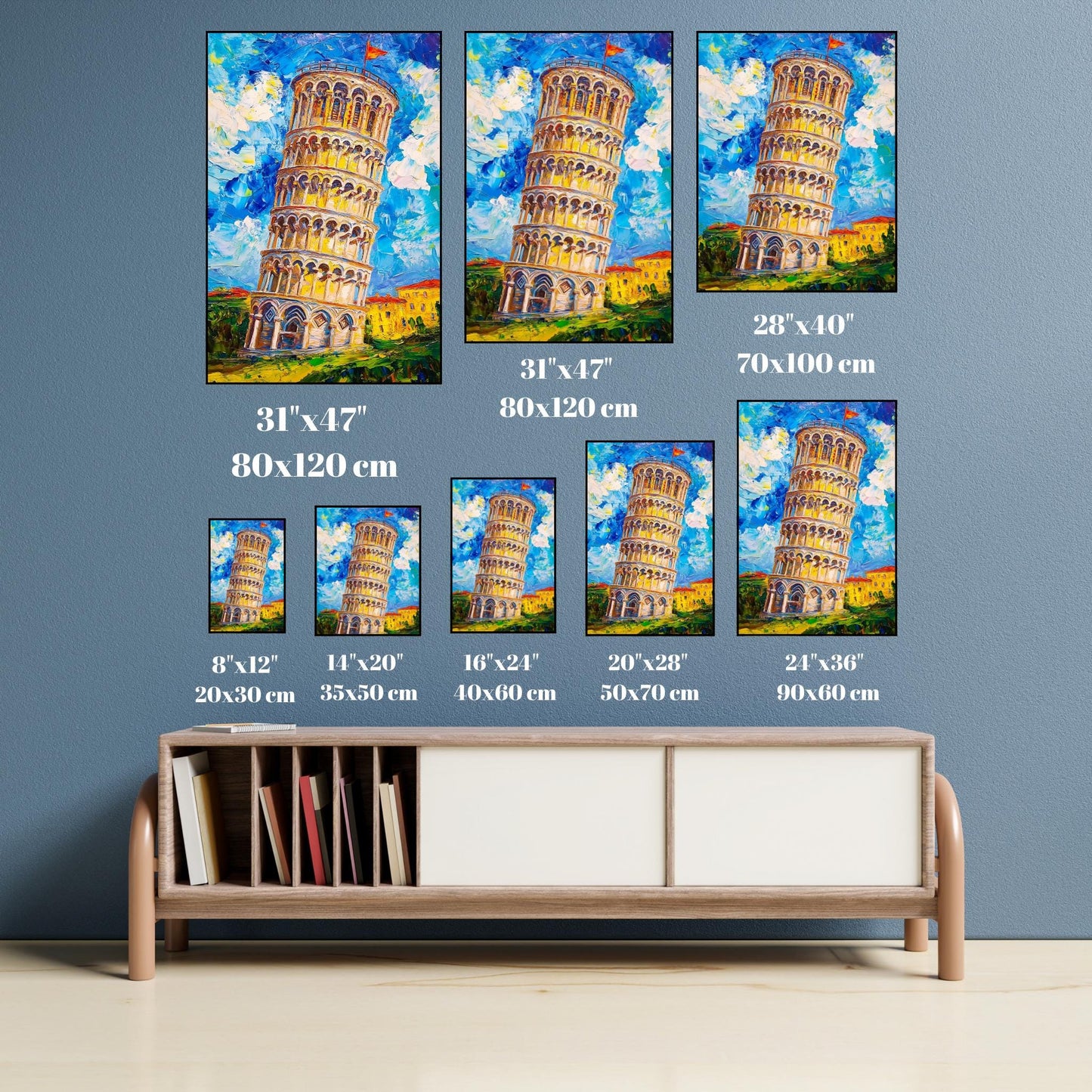 Leaning Tower of Pisa Canvas Wall Art | Vibrant Textured Painting | Bold Italian Landmark Design | Ready to Hang | İtalian Canvas Art