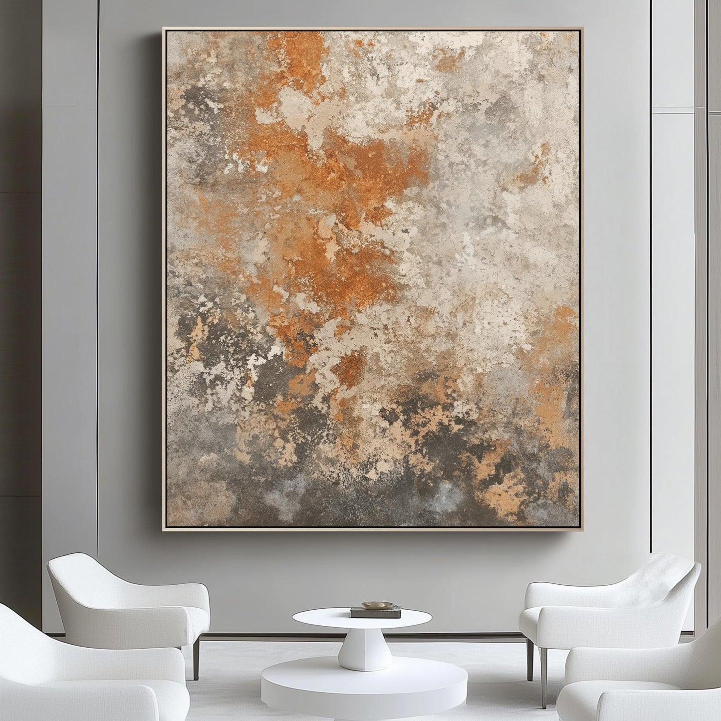 Rustic Texture Canvas Art, Abstract Earthy Wall Decor, Modern Industrial Painting with Warm Tones, Distressed Surface Artwork