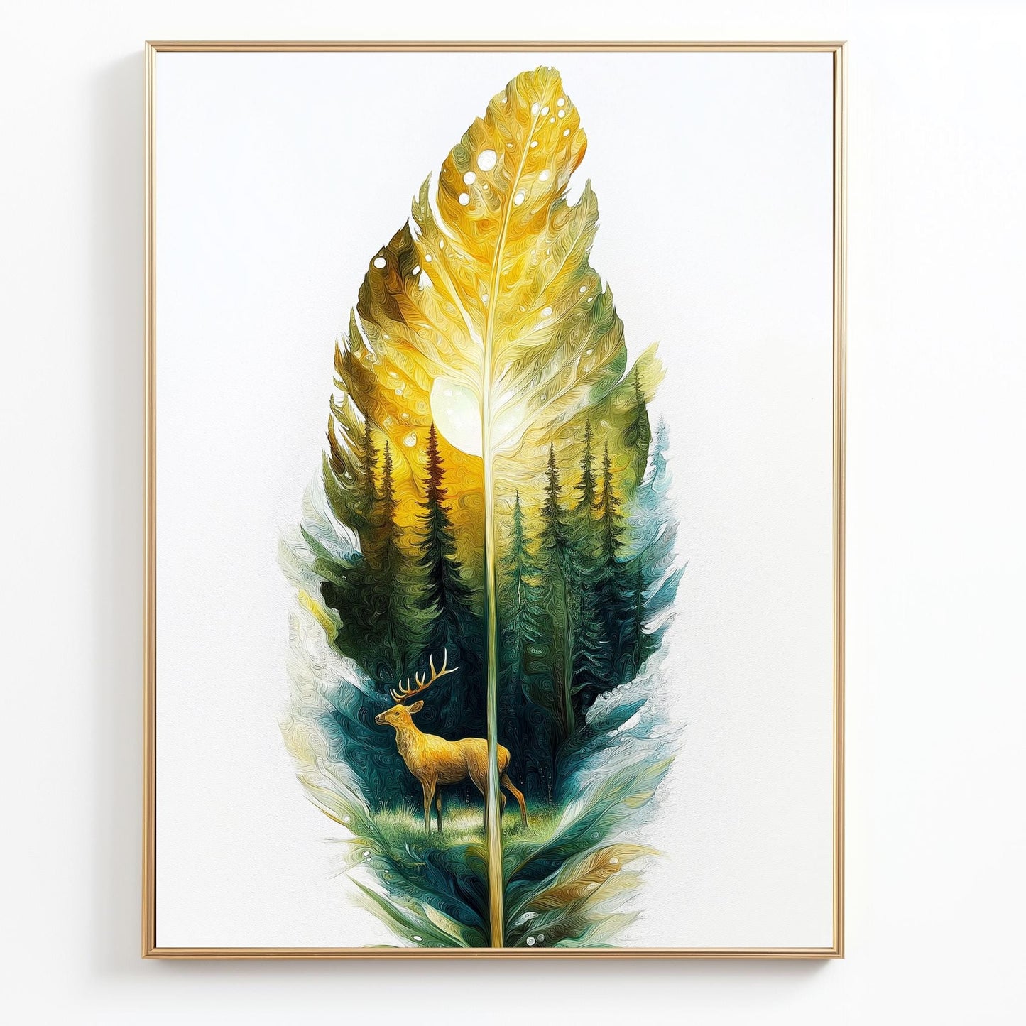 Forest Deer Leaf Art  Nature-Inspired Wall Decor with Intricate Wildlife Design | Leaf Print | Nature Wall Decor | Woodland Animal Art