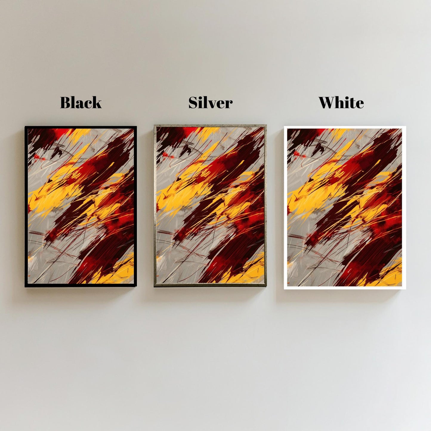 Fiery Abstract Wall Art - Bold Red and Yellow Canvas for Modern Spaces