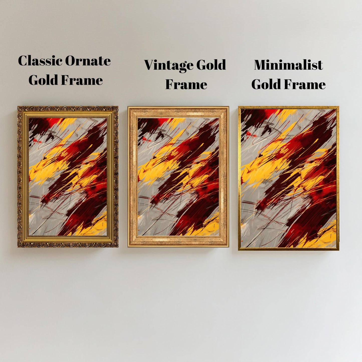 Fiery Abstract Wall Art - Bold Red and Yellow Canvas for Modern Spaces