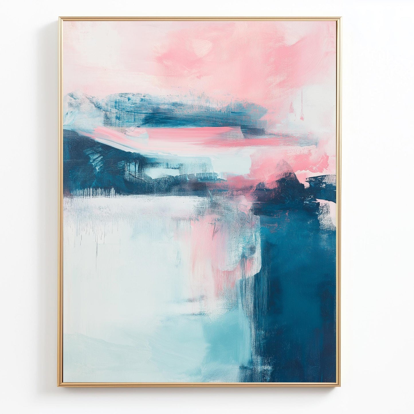 Pastel Abstract Wall Art - Pink and Blue Canvas for Calm Modern Spaces