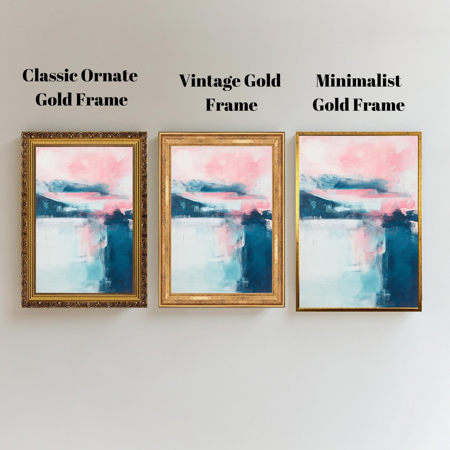 Pastel Abstract Wall Art - Pink and Blue Canvas for Calm Modern Spaces