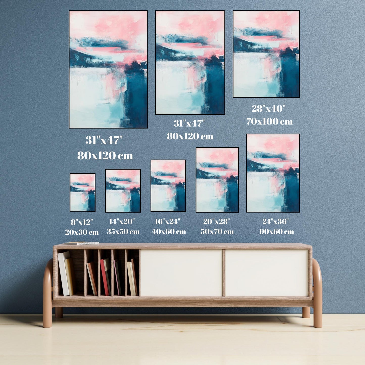 Pastel Abstract Wall Art - Pink and Blue Canvas for Calm Modern Spaces