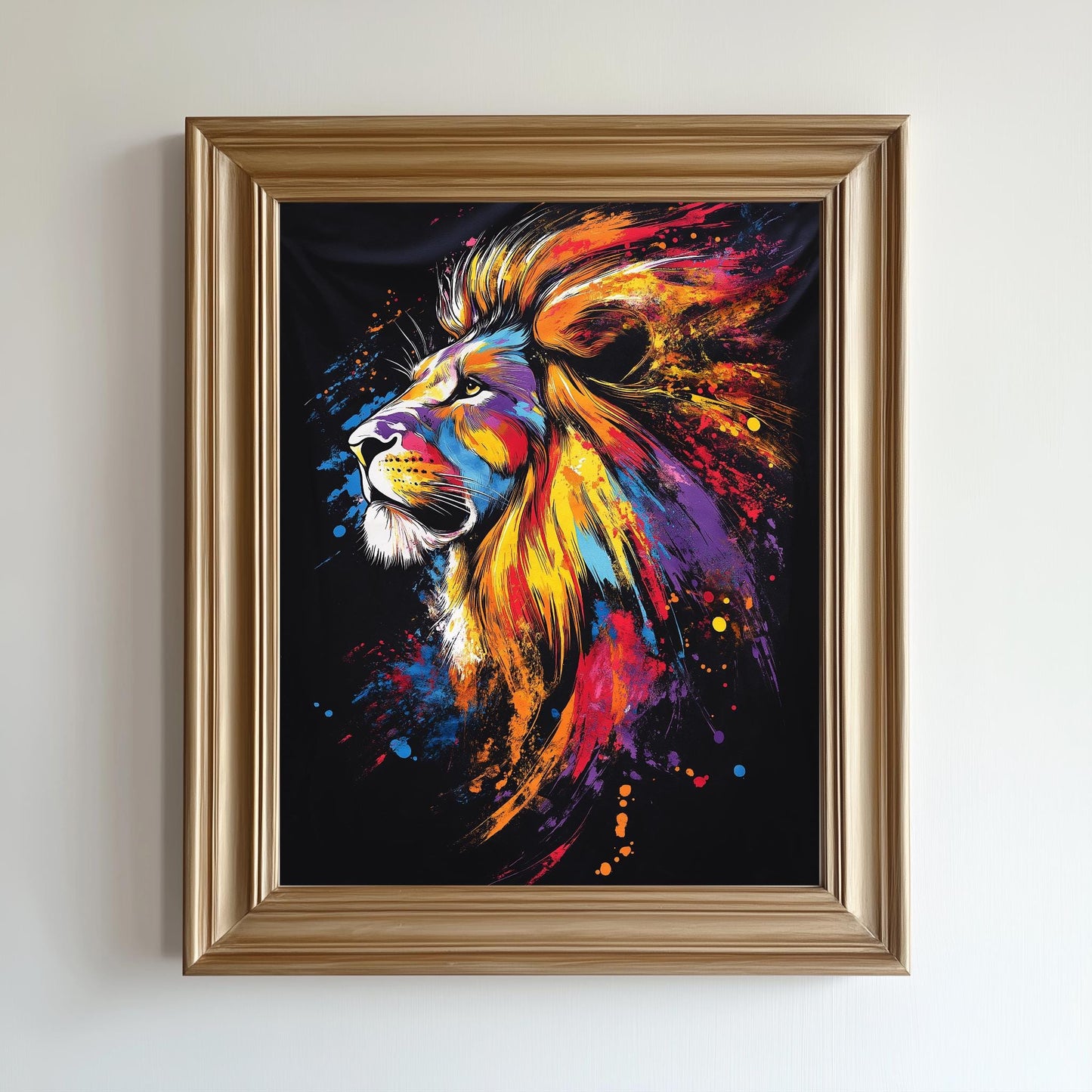 Bold Lion Canvas Art  Vibrant Abstract Animal Wall Decor for Living Room & Office