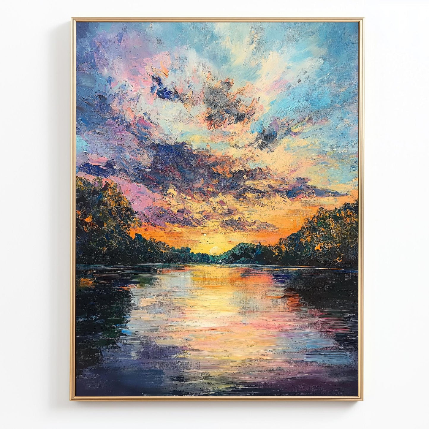 Serene River at Dusk  Peaceful Nature Landscape Painting