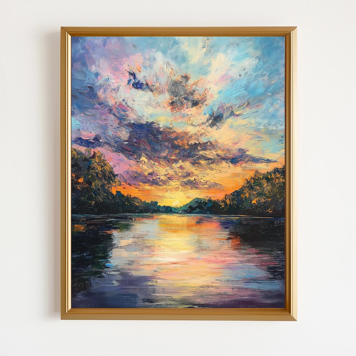 Serene River at Dusk  Peaceful Nature Landscape Painting