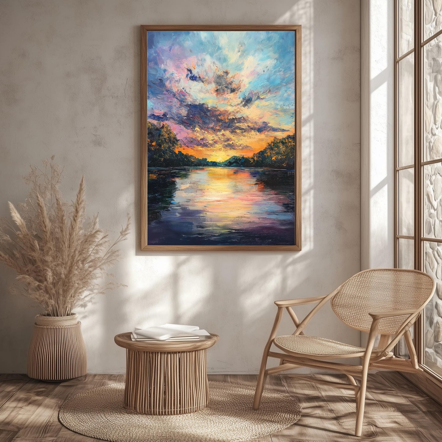 Serene River at Dusk  Peaceful Nature Landscape Painting