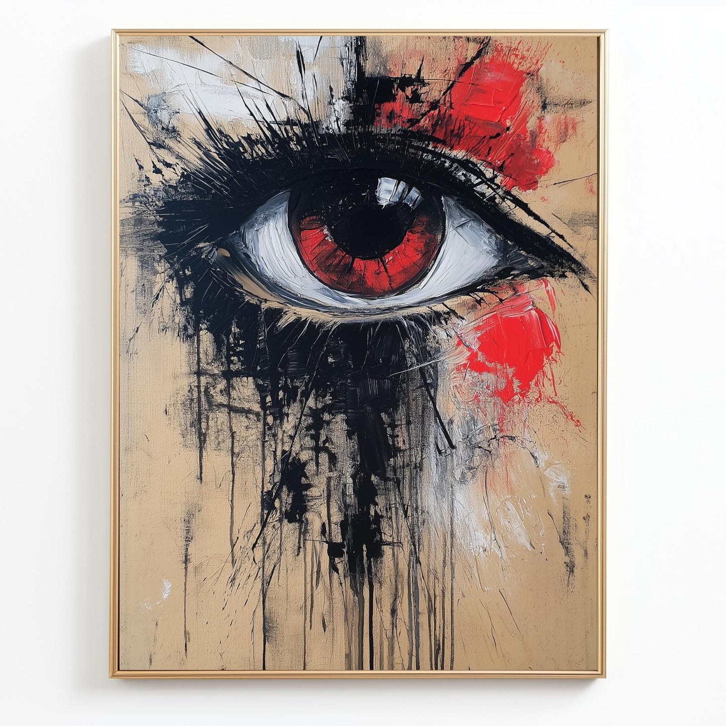 Abstract Eye Art Canvas, Red and Black Modern Wall Decor, Expressionist Wall Art, Eye Graphic Print, Large Canvas, Abstract Portrait