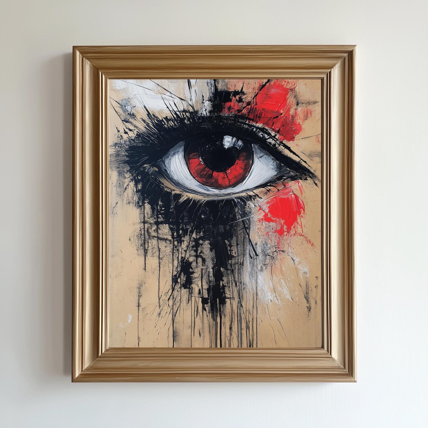 Abstract Eye Art Canvas, Red and Black Modern Wall Decor, Expressionist Wall Art, Eye Graphic Print, Large Canvas, Abstract Portrait