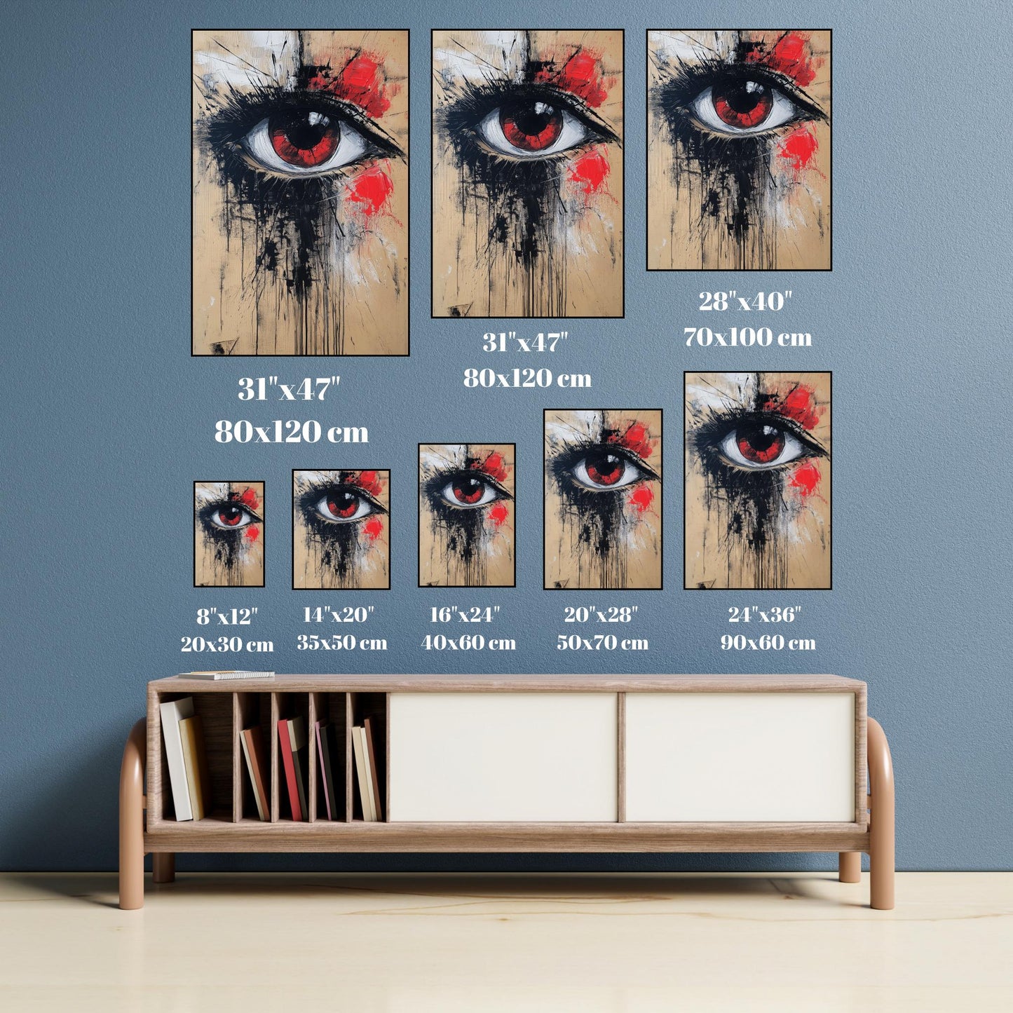 Abstract Eye Art Canvas, Red and Black Modern Wall Decor, Expressionist Wall Art, Eye Graphic Print, Large Canvas, Abstract Portrait