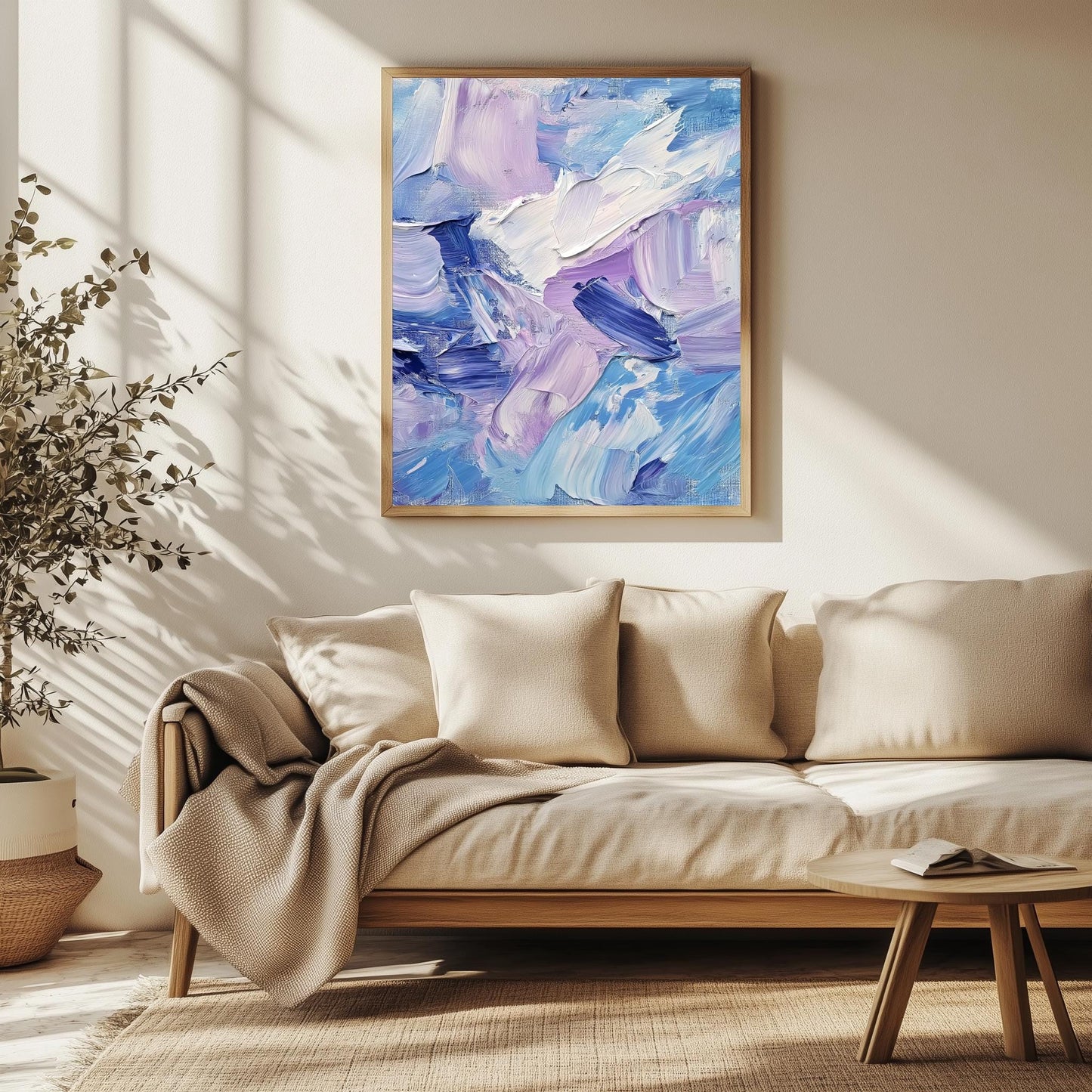 Textured Abstract Shades of Blue and Purple - Contemporary Wall Art Canvas