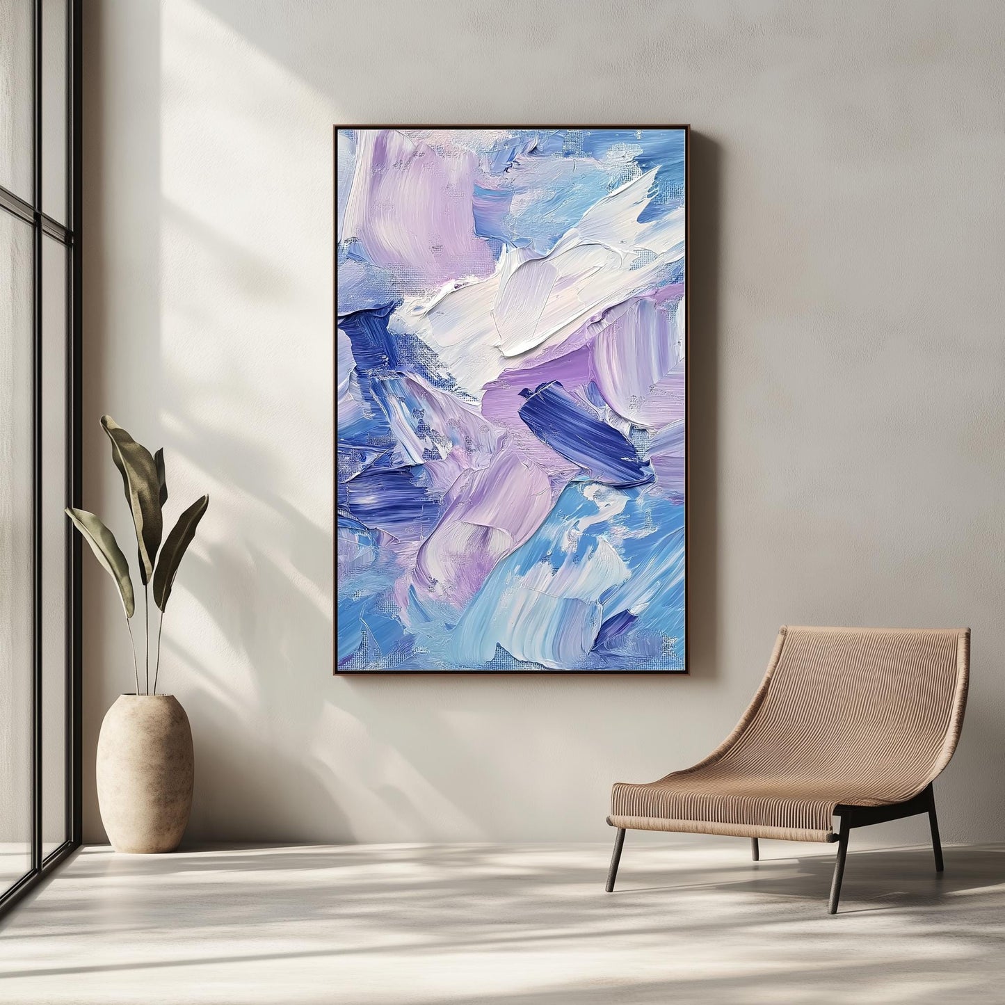 Textured Abstract Shades of Blue and Purple - Contemporary Wall Art Canvas