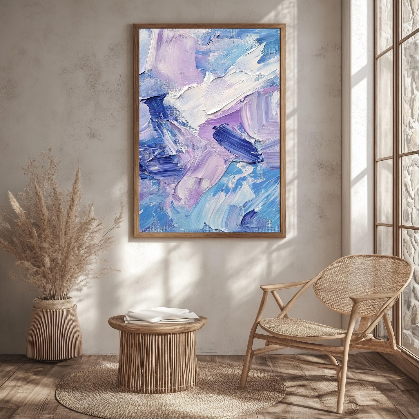 Textured Abstract Shades of Blue and Purple - Contemporary Wall Art Canvas