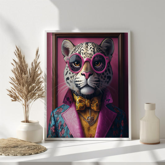 Stylish Leopard Canvas Wall Art | Fashion Animal Portrait | Ready to Hang | Modern Home Decor | Leopard Animal Canvas Wall Art Print