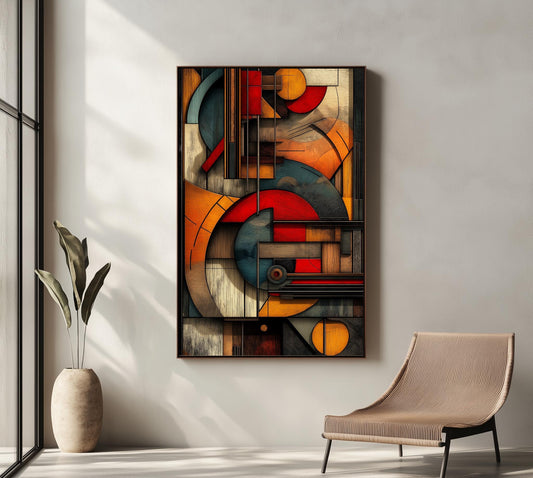 Geometric Abstract Canvas Art  Modern Wall Decor with Bold Colors & Shapes