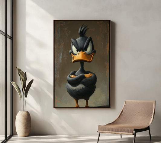 Bold Cartoon Duck Wall Art  Fun Canvas Print for Kids Room or Quirky Home Decor