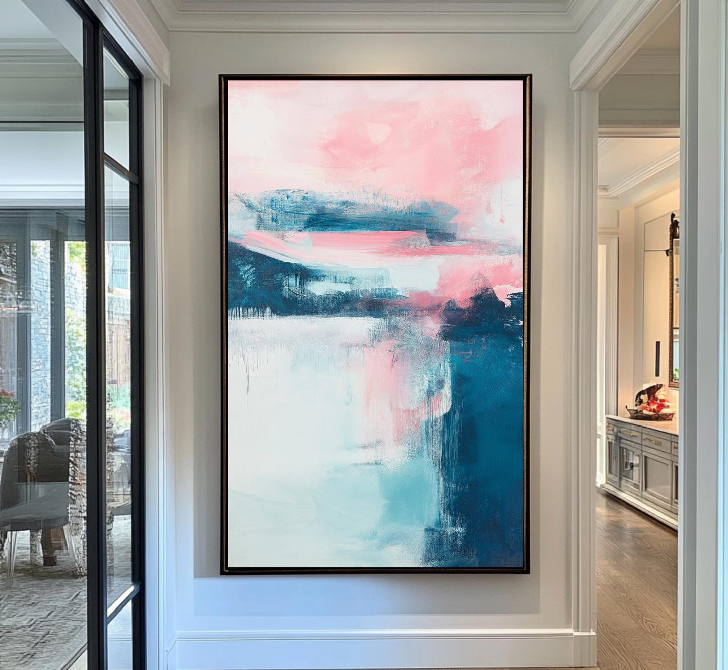 Pastel Abstract Wall Art - Pink and Blue Canvas for Calm Modern Spaces