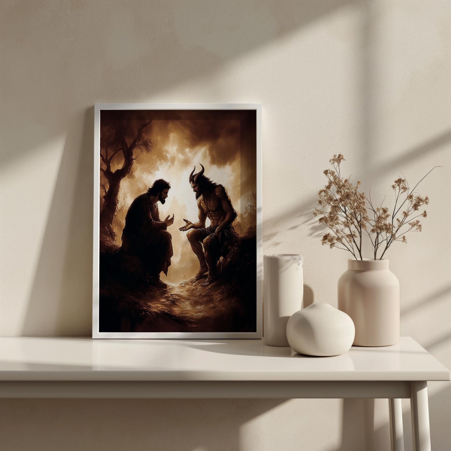 Jesus Wall Art Print | Religious Canvas | Religious Temptation Wall Art | Jesus Wall Decor | Biblical Narrative Wall Decor | Christian Art