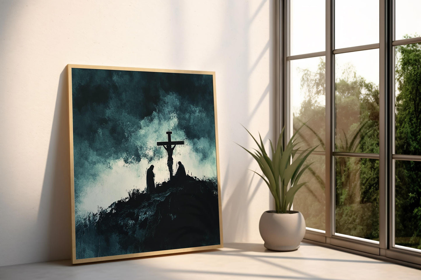 Jesus Wall Art Print | Religious Canvas | Crucifixion Scene Wall Art | Dramatic Religious Canvas Print | Christian Cross Wall Decor