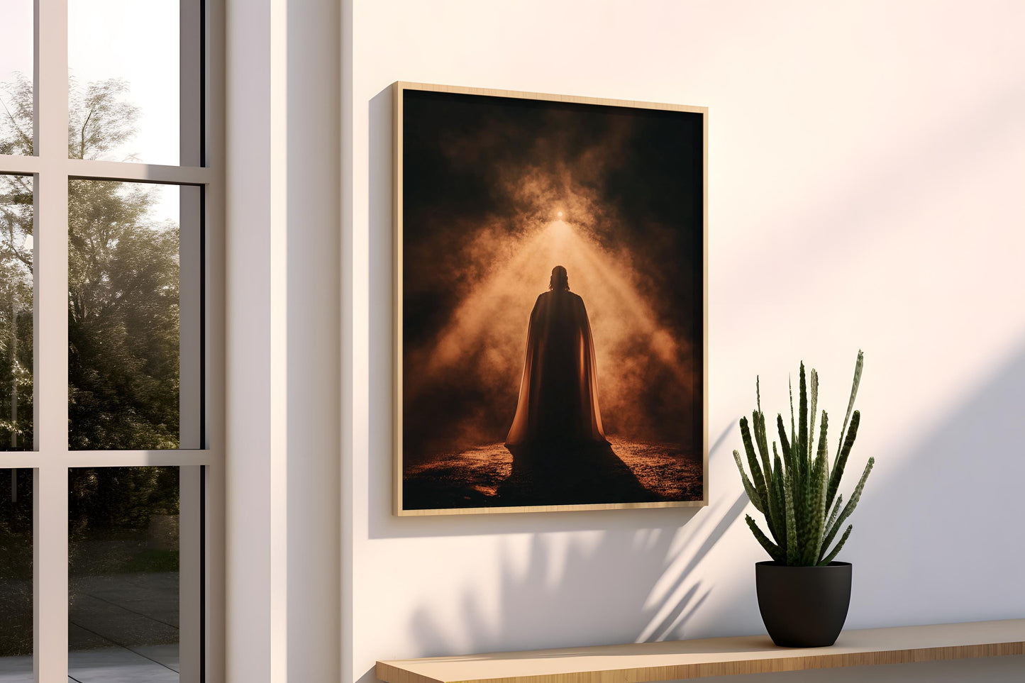 Jesus Wall Art | Religion Decor | Divine Light Wall Art | Spiritual Silhouette Canvas Print | Religious Inspirational Wall Decor | Jesus Art