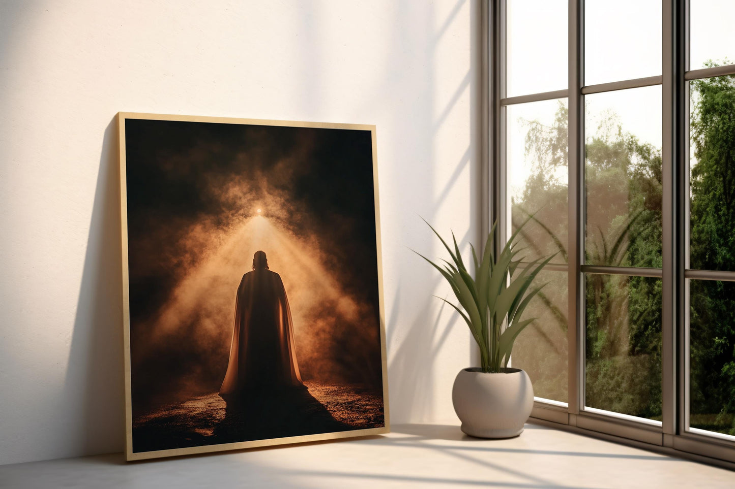 Jesus Wall Art | Religion Decor | Divine Light Wall Art | Spiritual Silhouette Canvas Print | Religious Inspirational Wall Decor | Jesus Art