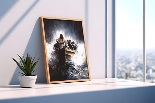 Biblical Scene Jesus Wall Art | Religion Decor | Jesus Canvas Print | Calming Waters Wall Decor | Jesus Wall Decor