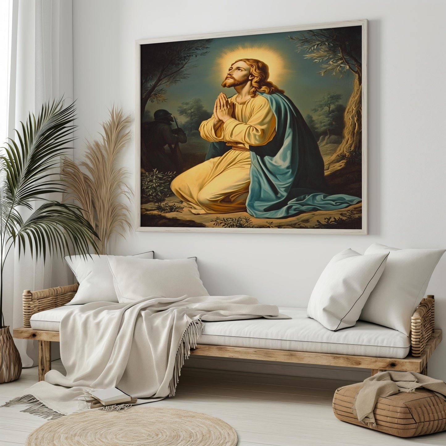 Jesus Wall Art | Religion Decor | Divine Light Wall Art | Spiritual Silhouette Canvas Print | Religious Inspirational Wall Decor | Jesus Art