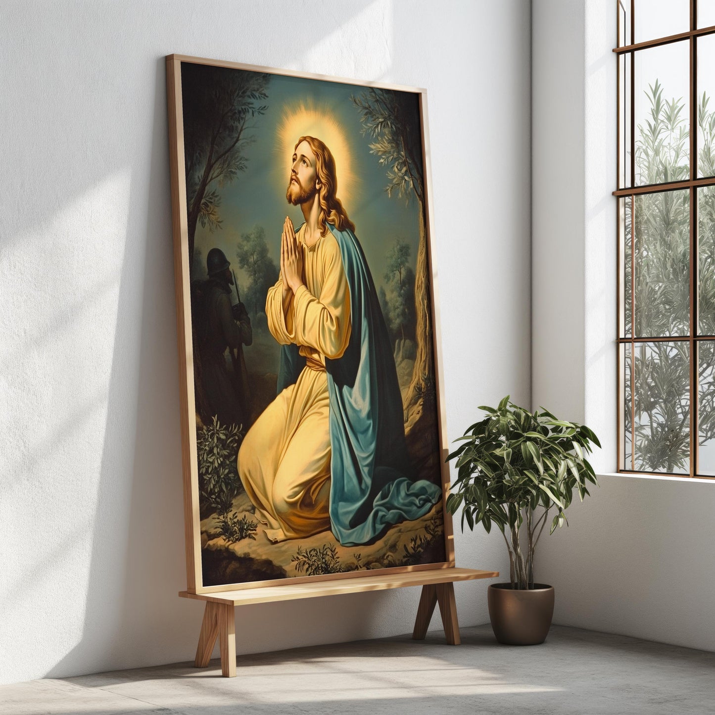 Jesus Wall Art | Religion Decor | Divine Light Wall Art | Spiritual Silhouette Canvas Print | Religious Inspirational Wall Decor | Jesus Art