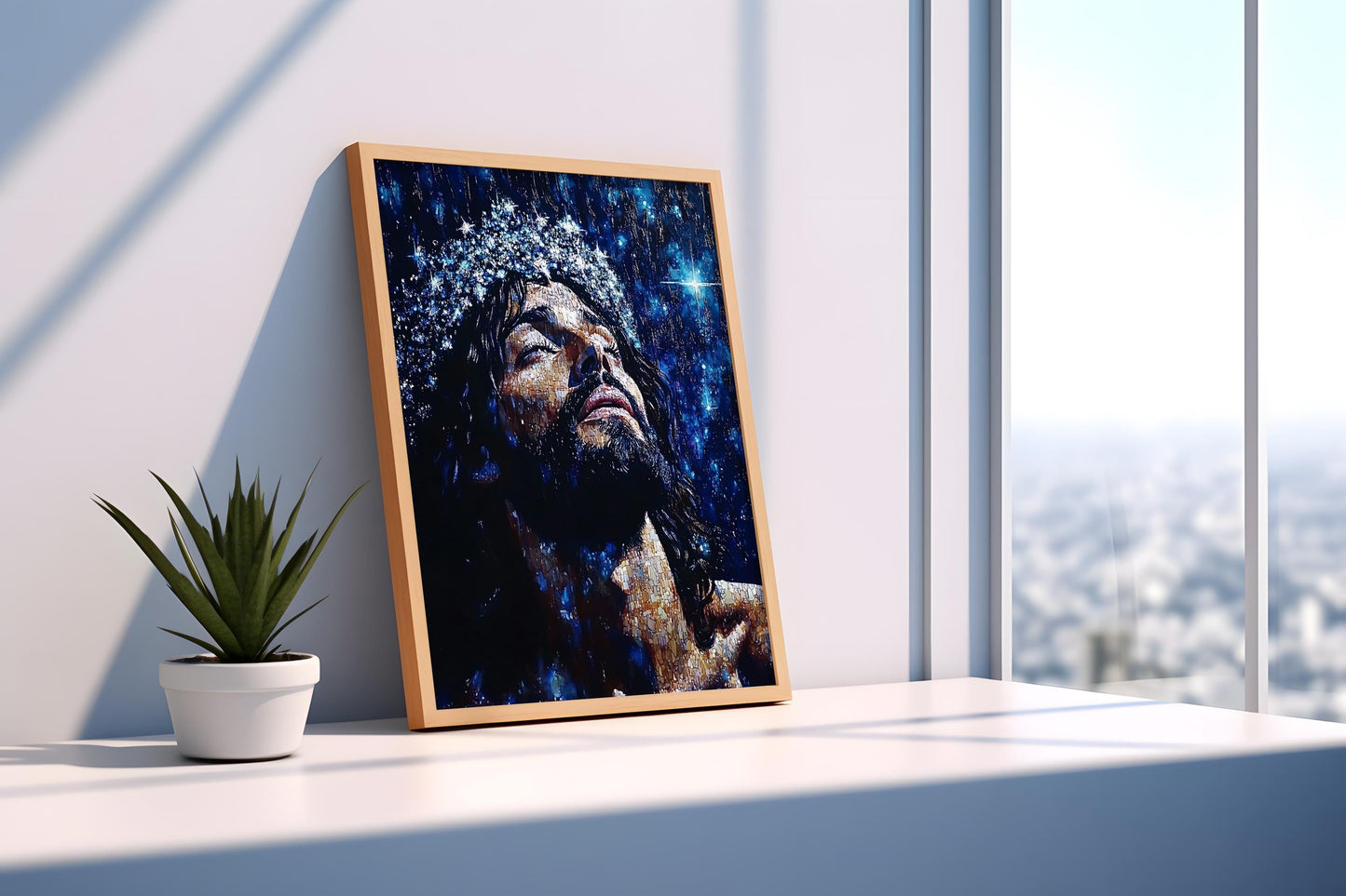 Jesus Portrait | Religion Decor | Religious Spiritual Wall Art | Jesus Christ Night Sky Canvas Print | Christian Wall Decor| Jesus Wall Art