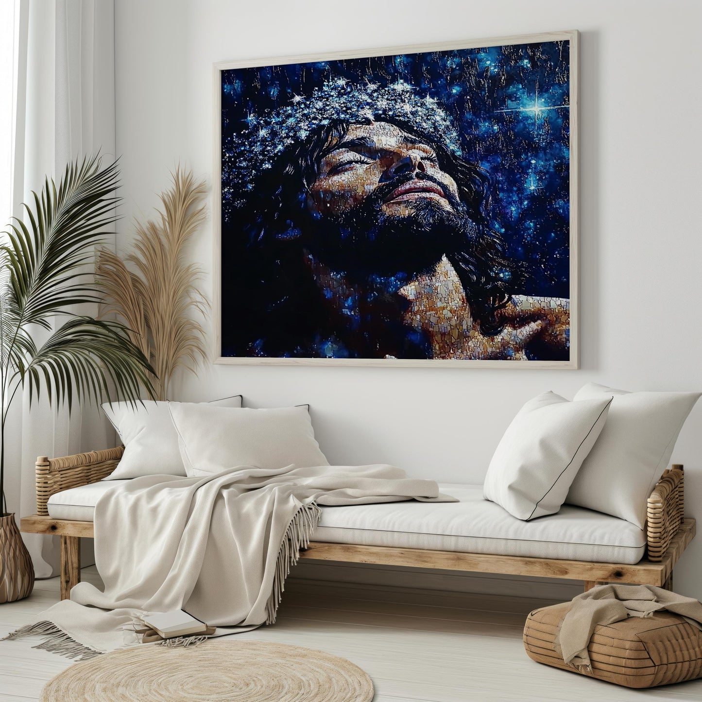 Jesus Portrait | Religion Decor | Religious Spiritual Wall Art | Jesus Christ Night Sky Canvas Print | Christian Wall Decor| Jesus Wall Art