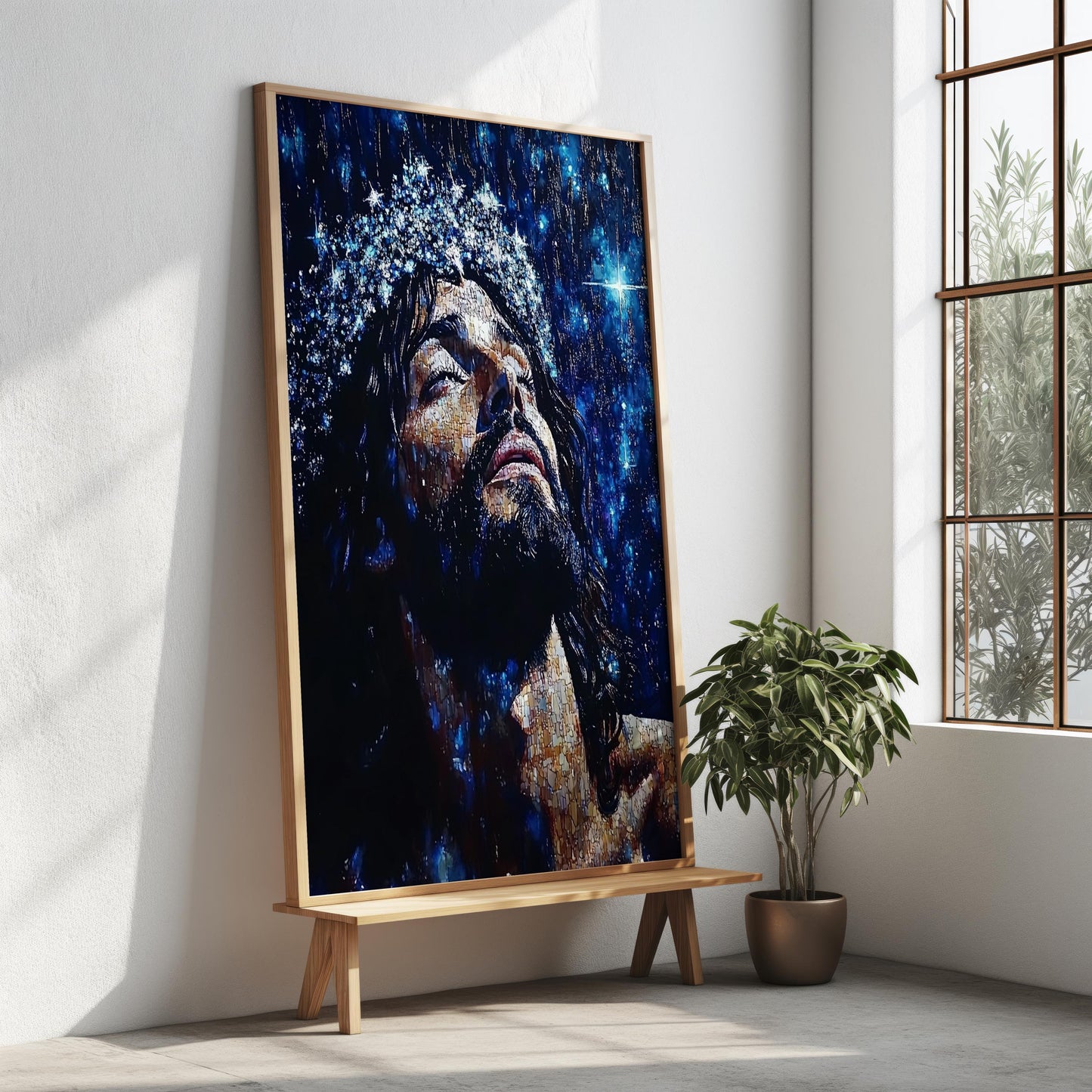 Jesus Portrait | Religion Decor | Religious Spiritual Wall Art | Jesus Christ Night Sky Canvas Print | Christian Wall Decor| Jesus Wall Art