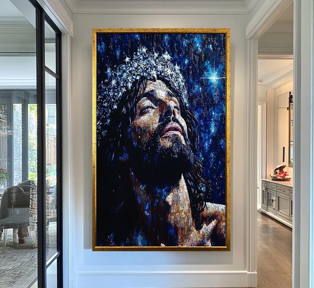 Jesus Portrait | Religion Decor | Religious Spiritual Wall Art | Jesus Christ Night Sky Canvas Print | Christian Wall Decor| Jesus Wall Art