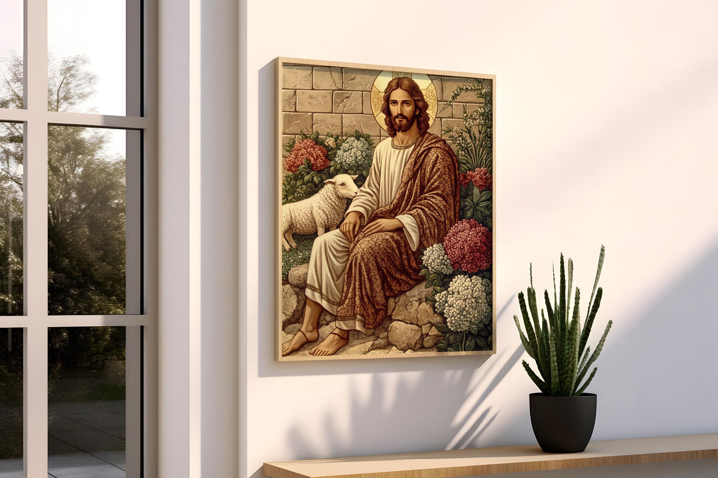 jesus and sheep wall art | jesus and sheep canvas | jesus and sheep painting | jesus and sheep  picture | jesus and sheep  wall decor