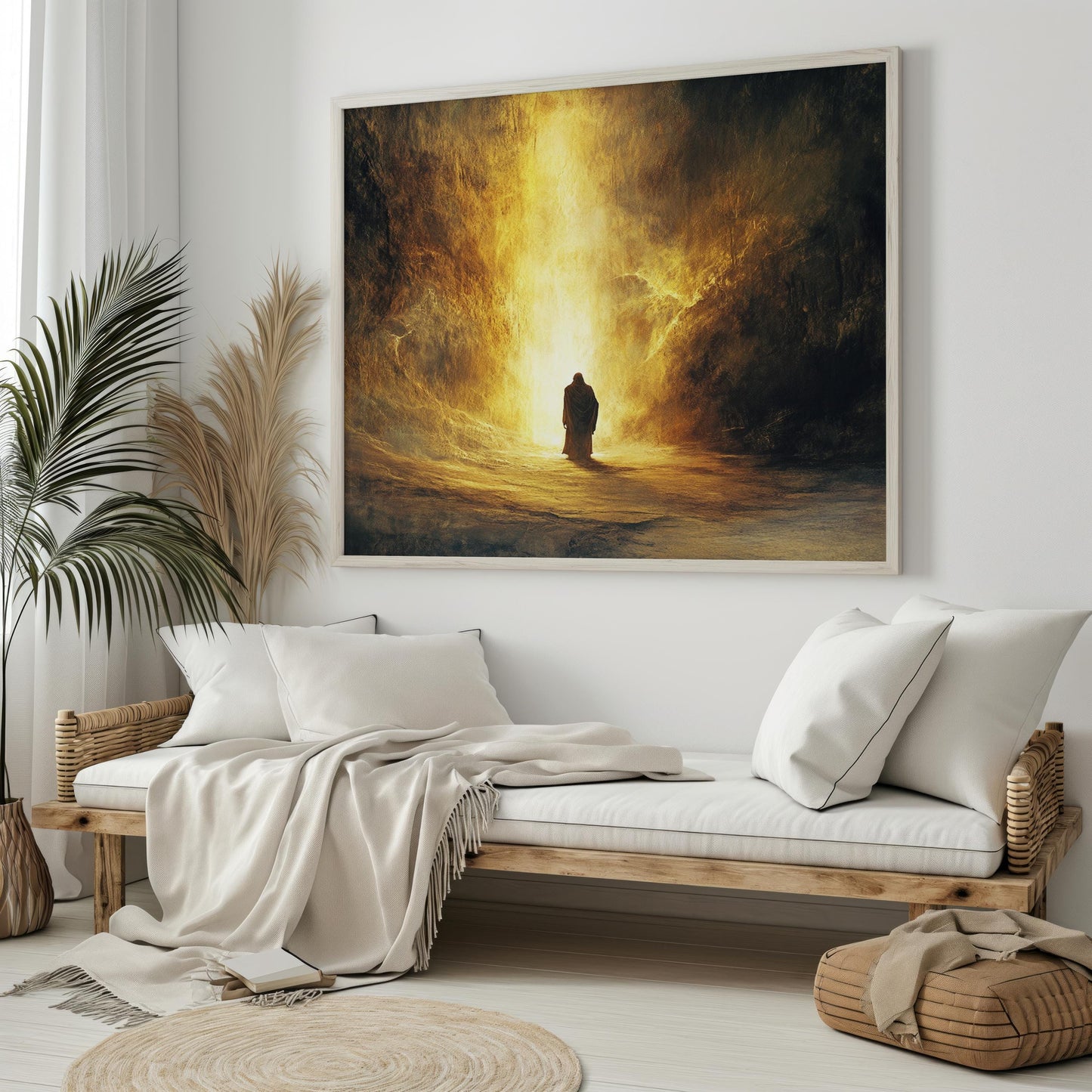 Jesus Wall Art | Jesus Canvas Painting | Jesus Print Design | Resurrection Scene Wall Art | Christian Home Decoration | Jesus Canvas