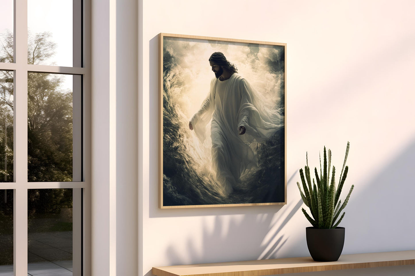 Jesus Canvas Wall Art |Jesus Modern Canvas Print | Sacred Divine Canvas Print | Christian Spiritual Light Wall Decor | Christian Wall Decor