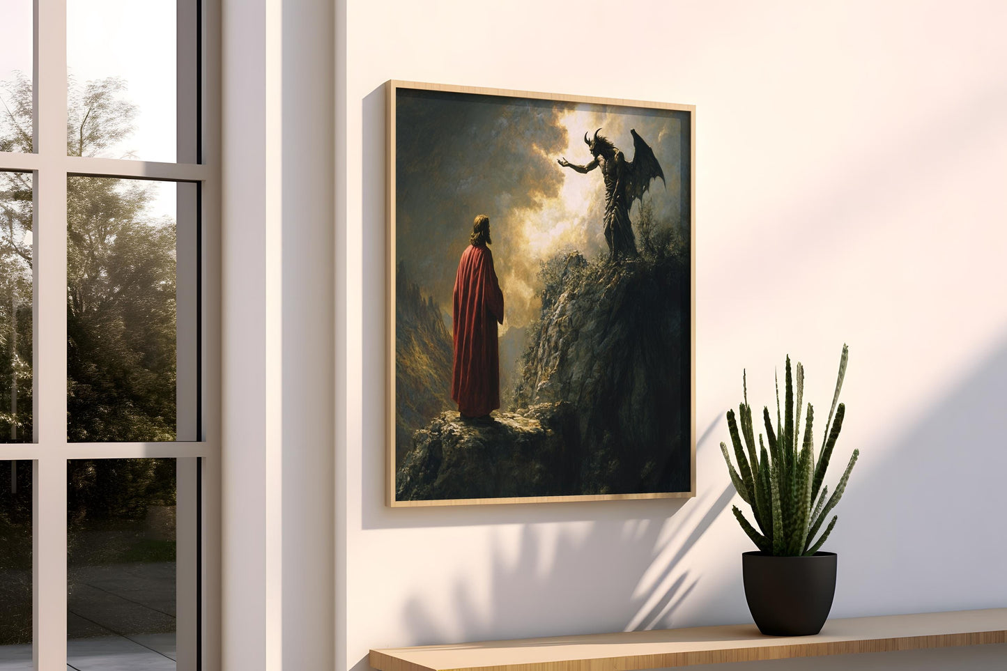 Jesus Canvas Art Print | Spiritual Warfare Wall Art | Biblical Battle Scene Canvas Painting | Christian Victory Wall Decor