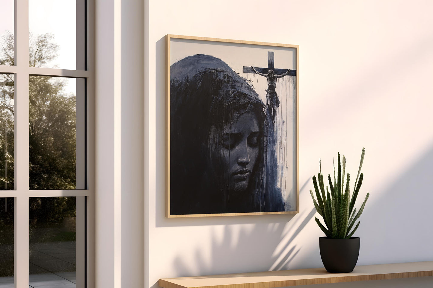 Jesus Canvas Wall Art | Christian Faith Wall Art | Religious Crucifixion Canvas Painting | Dark Gothic Cross Wall Decor | Jesus Wall Decor