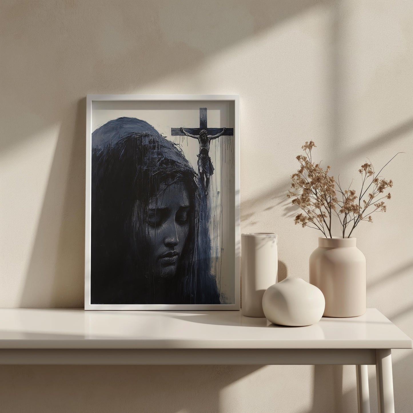 Jesus Canvas Wall Art | Christian Faith Wall Art | Religious Crucifixion Canvas Painting | Dark Gothic Cross Wall Decor | Jesus Wall Decor