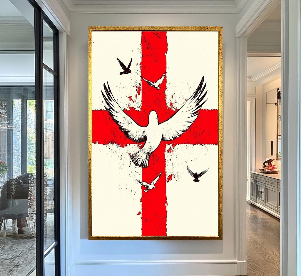 Red Cross Canvas Painting | Christian Peace Wall Decor | Religious Symbol Home Decoration | Christian Wall Decor | Christmas Gift