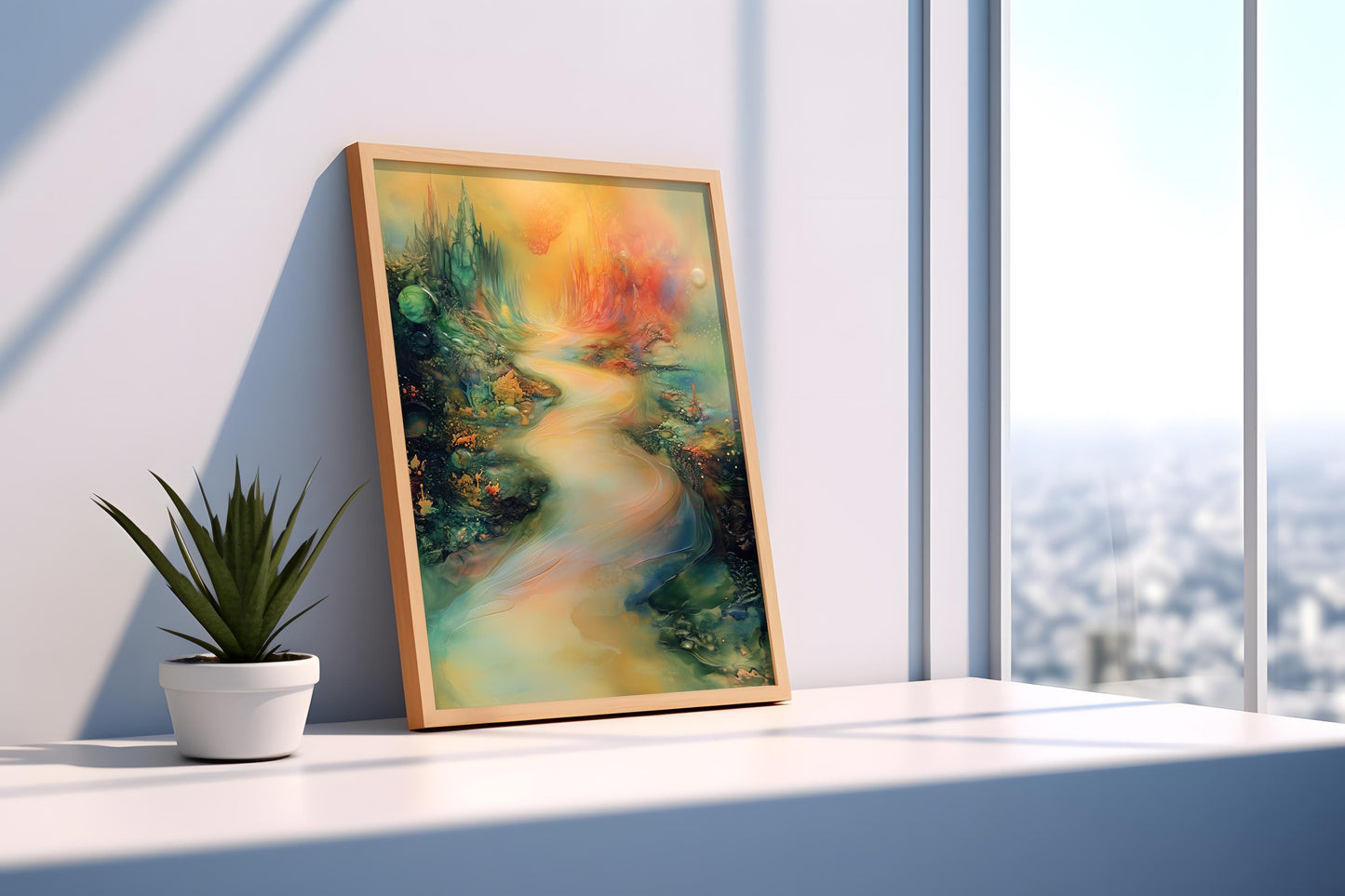 Surreal Fantasy Landscape Canvas - Vibrant Abstract Scenery Art, Dreamlike Home Decor for Unique Spaces