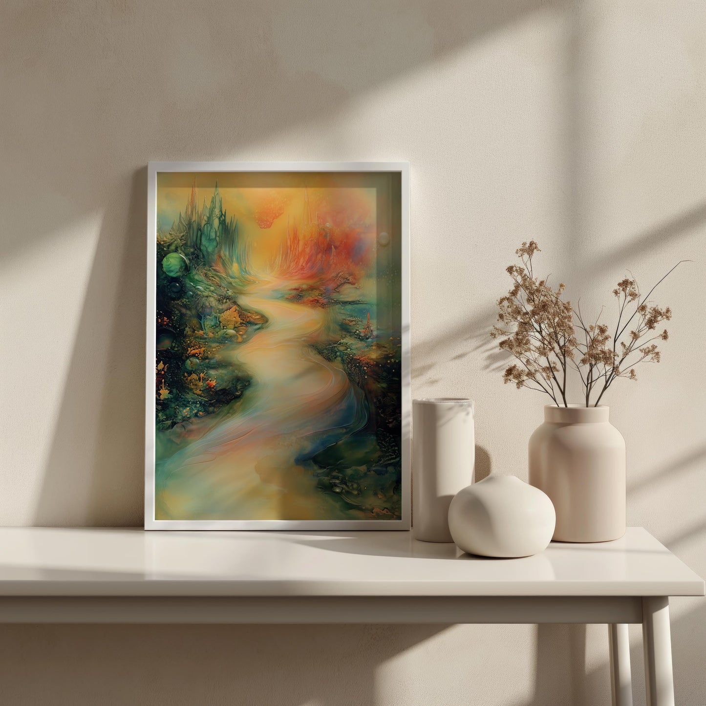 Surreal Fantasy Landscape Canvas - Vibrant Abstract Scenery Art, Dreamlike Home Decor for Unique Spaces