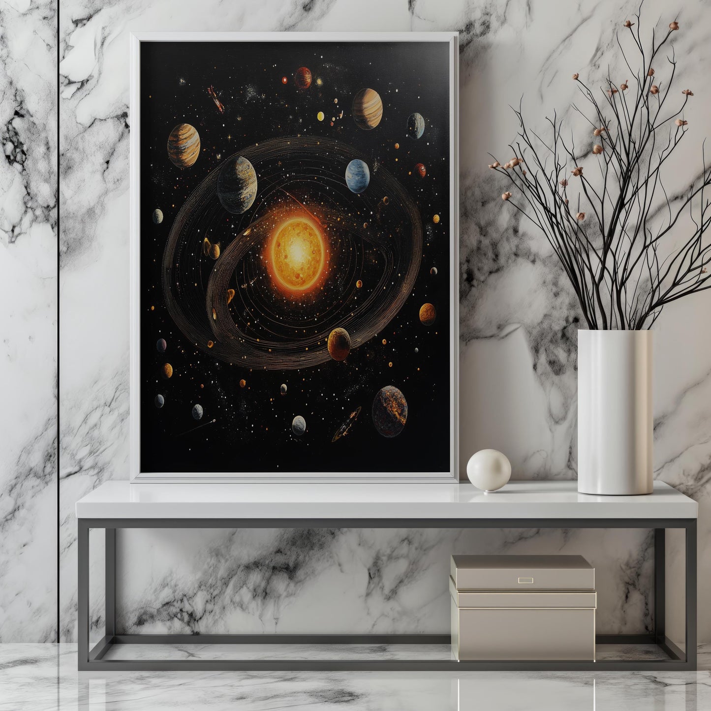 Solar System Canvas Art - Stunning Planetary Artwork of Space and the Sun, Cosmic Wall Decor for Astronomy Enthusiasts and Modern Interiors