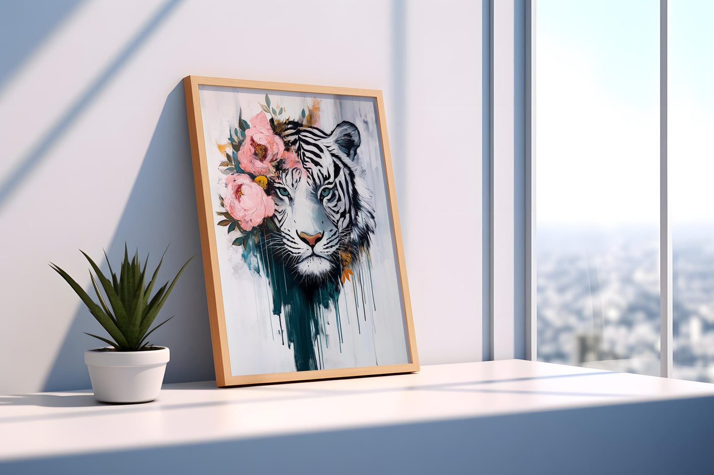 tiger wall art | floral tiger wall art | tiger wall decor | tiger wall art canvas | tiger wall art framed | white tiger canvas wall art