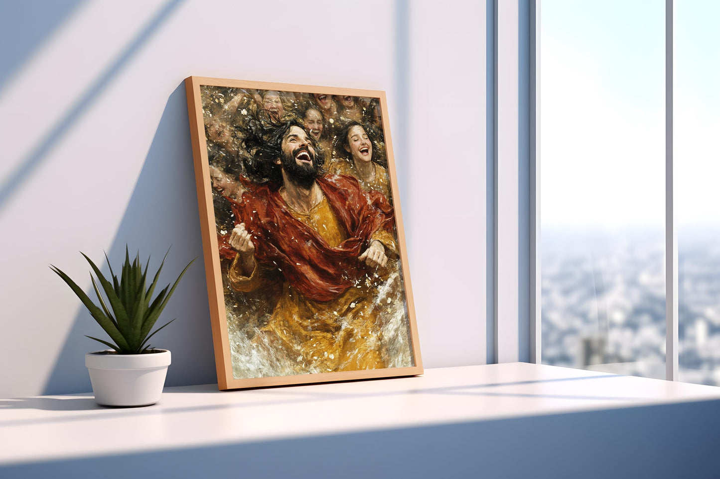 Joy of Christ Wall Art | Religious Christian Canvas Painting | Inspirational Christian Wall Decor | Joyful Jesus Artwork