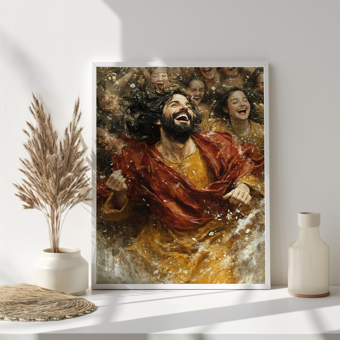 Joy of Christ Wall Art | Religious Christian Canvas Painting | Inspirational Christian Wall Decor | Joyful Jesus Artwork